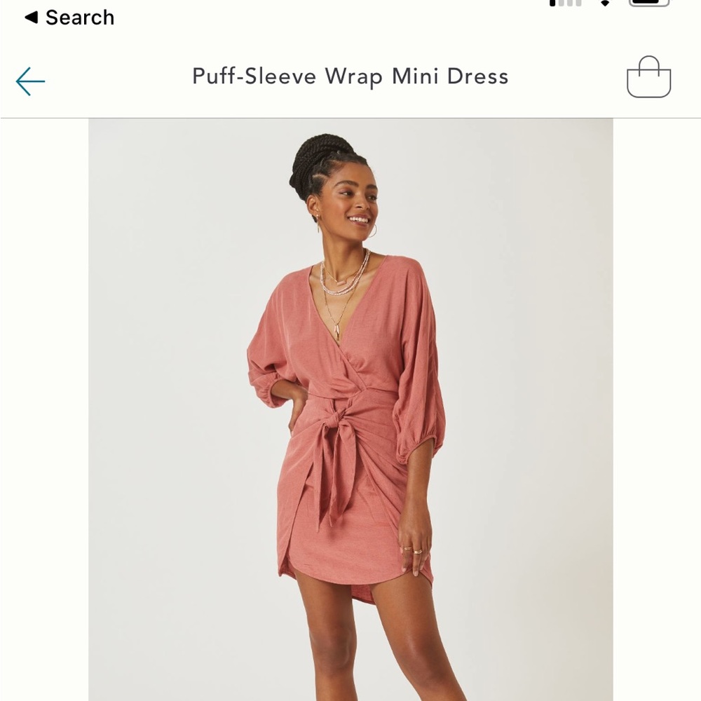 Anthropologie Puff-sleeve Wrap Mini Dress